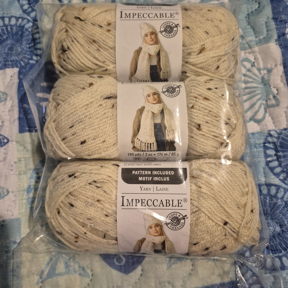 NIP Impeccable Yarn In Aran Tweed - 3-Pack